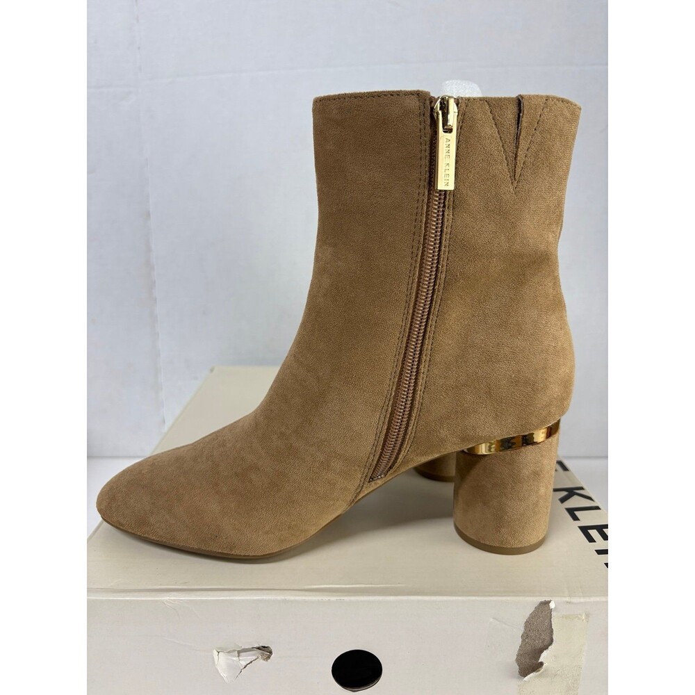 ANNE KLEIN Women's Dark Natural Tan Crosby Pointed Toe Block Heel Zip Boots 9.5M - Picture 2 of 8